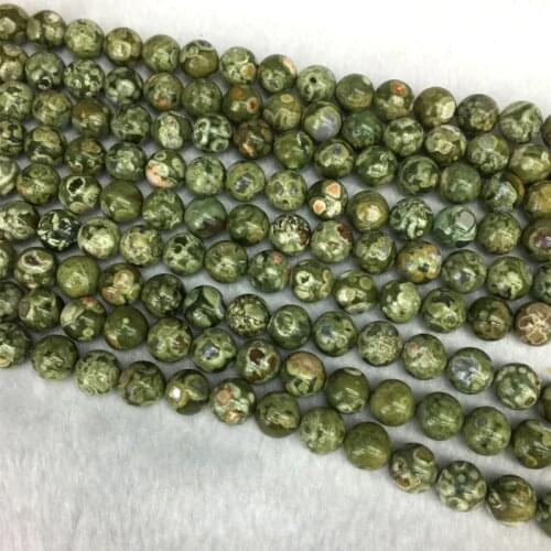 Natural Genuine Green Yellow Rhyolite Round Jewellery Loose Ball Beads 6mm 8mm 10mm 12mm 15" 05436