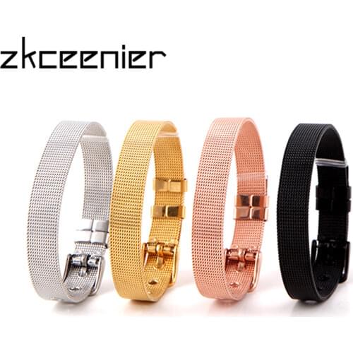 New Stainless Steel Women Mesh Bracelet Brand Bracelet for Slide Charms DIY Bracelets Rose Gold Black Gifts