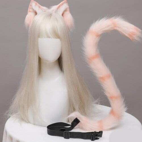 Plush Cat Tail Ears Hairhoop Set Cosplay Party Anime Cartoon Accessories Halloween Party Role Playing Suits