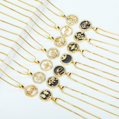 Daihe Punk Gold Plated Turkey Eye Pendant Necklace Women Enamel Snake Star Adjustable 3A Zircon Copper Necklace Female Jewelry