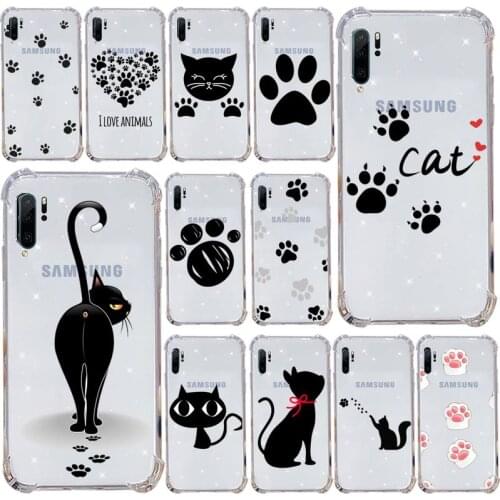 Cute cat scratching Phone Case Transparent Clear For Samsung Galaxy A71 A21s S8 S9 S10 plus note 20 ultra