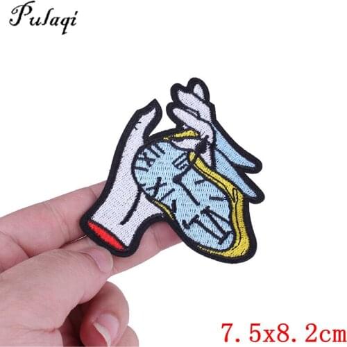 Pulaqi Surrealistic Time Clock Memory Patch Embroidered Patches Iron On patch Iron On Clothes