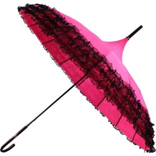 Mixed Colors Pagoda Umbrella Long-handle Lace Golf Fancy Sunny and Rainy Umbrellas Lady Parasols F20173406