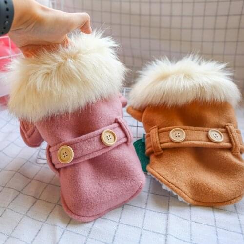 Luxury Pet Dog Coat for Small Dogs Big Fur Collar Puppy Clothes Winter Chihuahua Yorkshire Jacket Pets Clothing ubranko dla psa