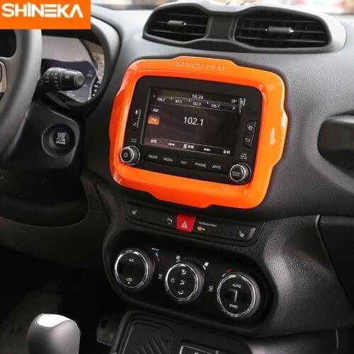 SHINEKA ABS 5'' Screen Center Console GPS Navigation Panel Decoration Cover Frame for Jeep Renegade 2015-2017 Car Accessories