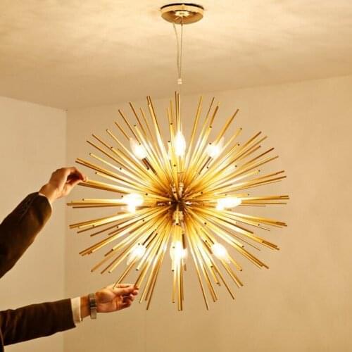 Nordic post-modern living room bedroom restaurant golden ball chandelier lighting art dandelion LED chandelier led lighting lamp