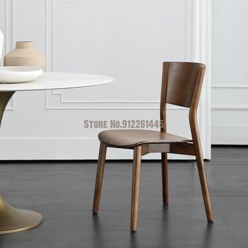 Modern home solid wood dining chair nordic light luxury chair Chinese style black back seat net red minimalist designer chair