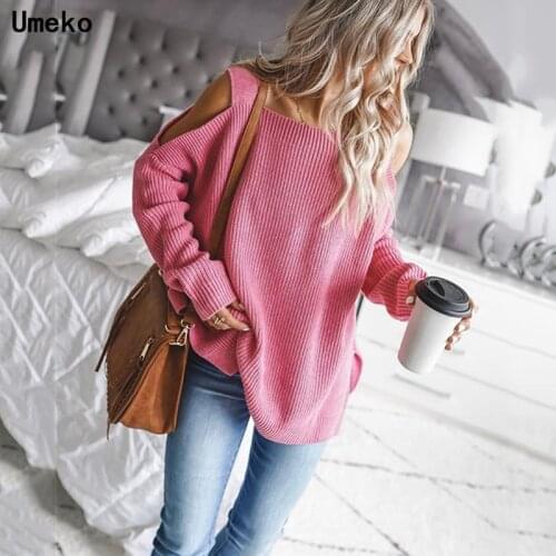Umeko New O-neck Knitted Women Pullover Sweater Autumn Winter Puff Sleeve Female Sweater Solid Green White Ladies Leisure Jumper