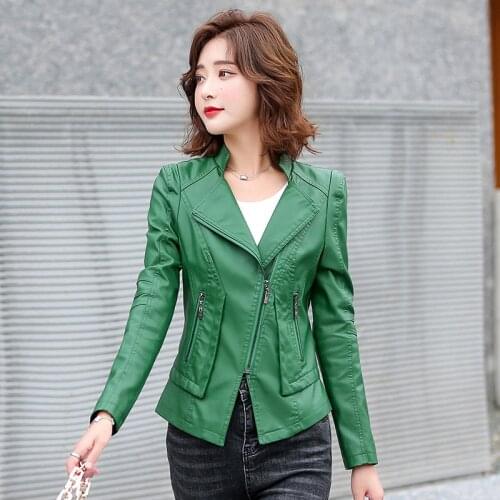 Женские кожаные куртки SWONCO China At AliExpress