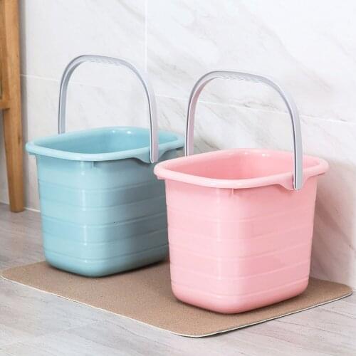 11L Plastic Mop Bucket Bathroom Laundry Buckets Portable Water Container Fishing Car Wash Bucket Large Pail Camping Kitchen