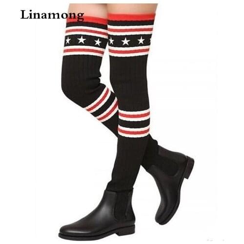 Luxury Brand Socks Boots Women Over The Knee High Boots Autumn Winter Knitted Shoes Long Thigh High Boots Elastic Slim Size34-40