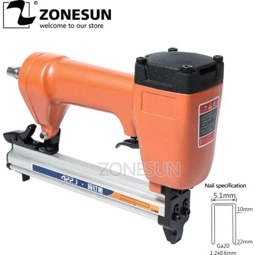 ZONESUN 422J Ga20 5.1mm Width Nail Pin Gun Pneumatic Micro Pinner Nailer Air Brad For Furniture Wood Sofa Woodworking Stapler