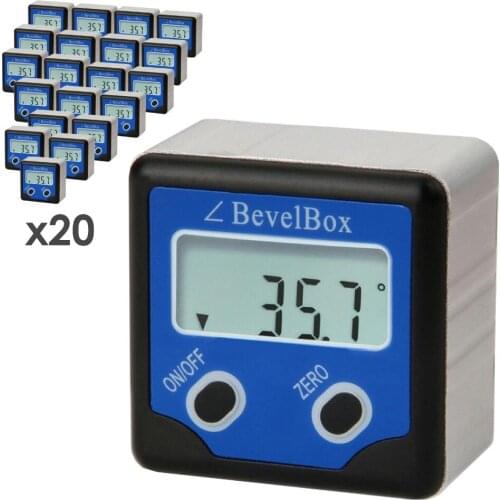 20 pieces x Waterproof Digital Bevel Box Gauge Angle Protractor Inclinometer w/ 3 Strong Disk Magnet 0.1deg. Accuracy lot of 20