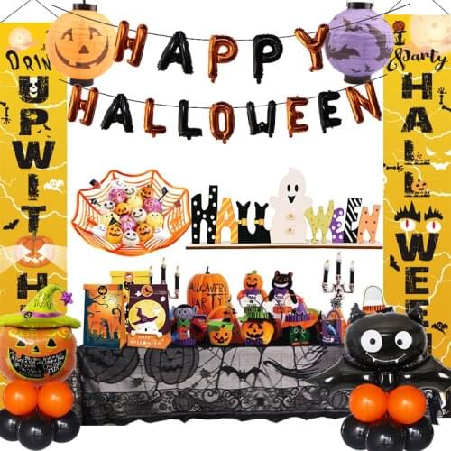 2021 halloween Decorations pumpkin ghost Bat Banner Balloon Halloween Party Decor Door Porch Banner Halloween Haunted House Prop