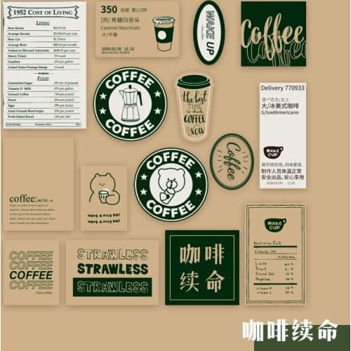 30 Pcs/set Vintage Scrapbooking Diy Stickers Pack Decorative Retro Coffee life trip Diary Journal Kraft paper Sticker for Art