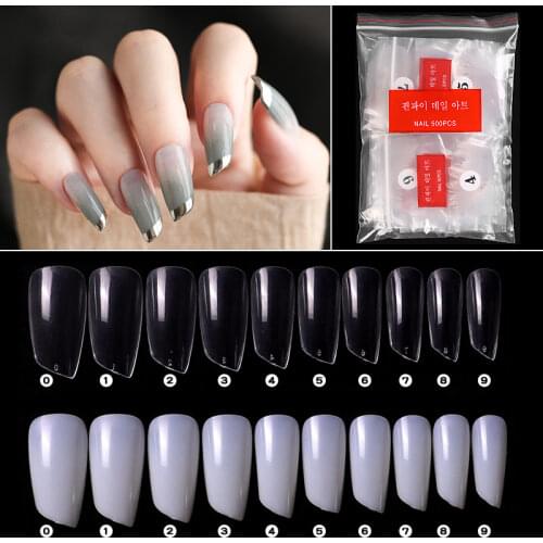 500 Pieces Bevel Lipstick Shape False Nail Tips Full Fake Artificial Nail Art Tips Acrylic UV Gel Polish Manicure Nail Art Tools