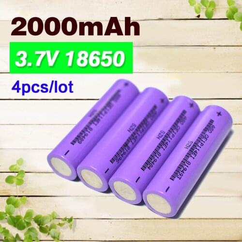 4PCS 18650 3.7V 2000mAh Rechargeable Battery Purple [ Full Capcity ] for the assembly mobile power, notebook batteries, etc
