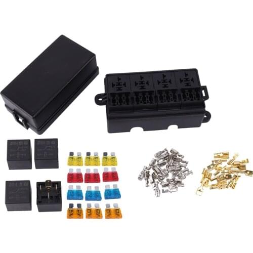 12 Way Blade-Fuse Holder Box with Spade Terminals With Fuse 12V 40A Relays for Car Truck Trailer and Boat