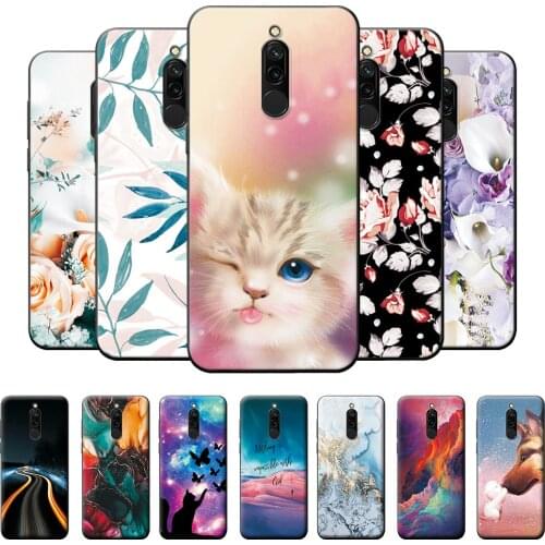 6.22" For Redmi 8 Case Redmi 8 Bumper Soft TPU Silicone Cover For Redmi 8 Cases Flower Fashion Pattern Protective Case Coque