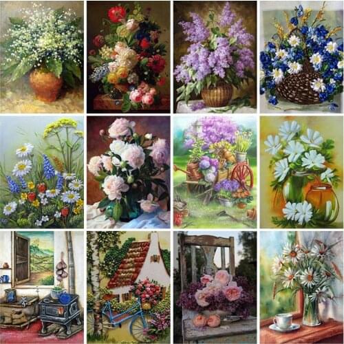 DIY Flower Vase 5d Diamond Painting Full Square Drill Floral Diamond Embroidery Cross Stitch Mosaic Kit Home Decor Wall Art Gift