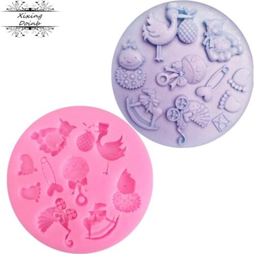 DIY baby toy Trojan baby carriage shape chocolate cake decoration tool silica gel mold glue sugar process tool