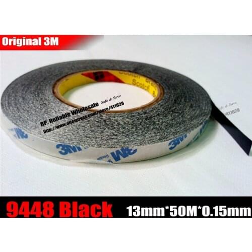 13mm Wide, 50M/Long, 3M Double Sided Adhesive Black Ribbon Tape, for iphone ipad, Galaxy, Huawei, Tablet Touch Panel LCD Bond