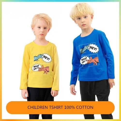 Baby Boys Dinosaur Long Sleeve T Shirts Spring Autumn Cotton Boys Tops Kids Cartoon T Shirt for Boys Girl Clothes 2-10 Years