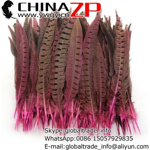 CHINAZP Factory 100pcs/lot Size 25-30cm(10-12inch) Exporting Good Quality Dyed Pink Ringneck Pheasant Tail Feathers