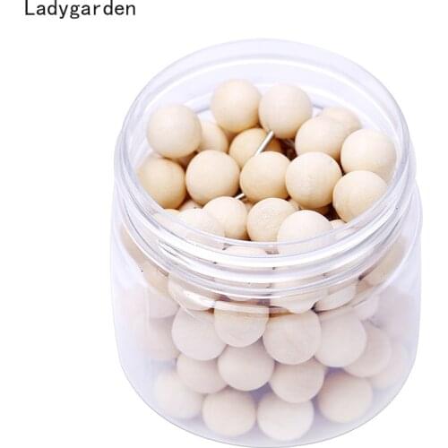 100PCS Nautral Cork Wooden Pushpins Thumbtack Board Pins Round Ball Drawing Photo Wall Studs Office School Supplies
