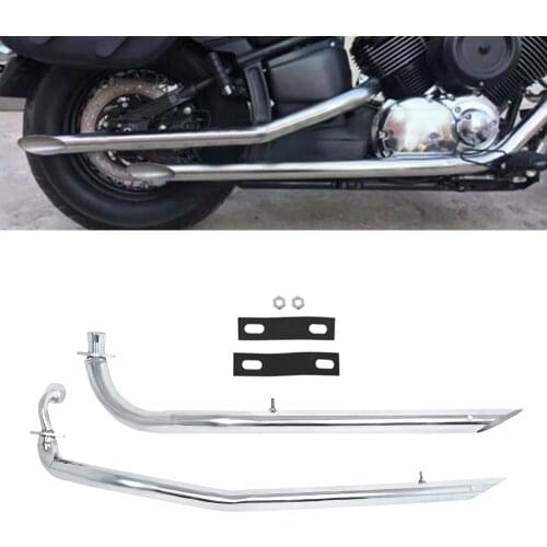 Stainless Slash Cut Full Exhaust System Pipe Kit Muffler Removable Silencer For Yamaha Dragstar XVS 1100 V-star XVS1100 Classic