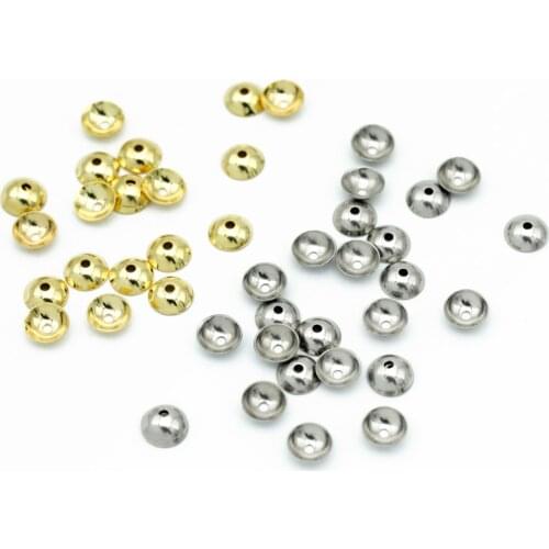 100pcs 3/4/5/6/8/10mm Stainless Steel Connector Bail Cap Blank Tray Fit Half Hole Round Beads DIY Making Findings Accessories