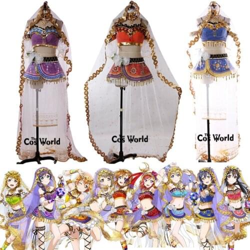 Love Live 9 Characters Arabia Dancing Diva Kousaka Honoka Minami Kotori Sonoda Umi Ayase Eli Dress Customize Cosplay Costumes