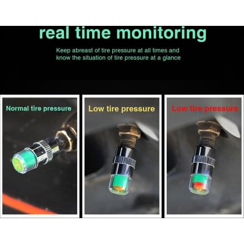 4pcs/Set 2.4 Bar Car Tire Pressure Guage Cap Sensor Indicator Alert Monitoring Tool Alert Air Pressure Gauge Tyre Cap Indicator