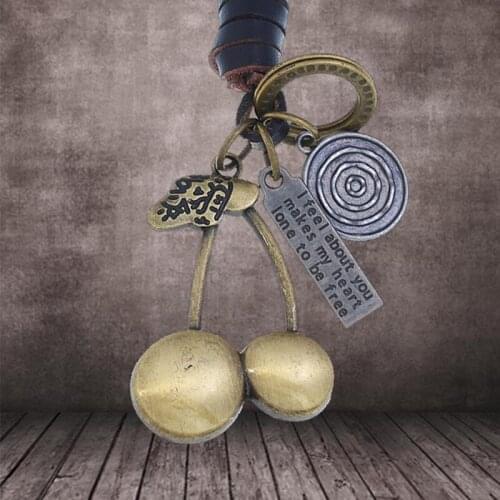 Metal Vintage Cherry Keychain Retro Fruit Cherry Holder Keyring Key Chain Car Bag Accessories Gift Women Men Kids