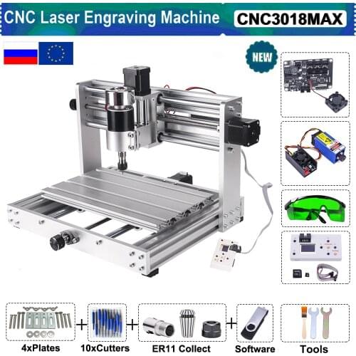 Mini CNC Router Laser Engraving Machine DIY 3018 MAX with 200W Spindle Offline Controller 1000mW 2500mW 5500mW 7W 10W 15W