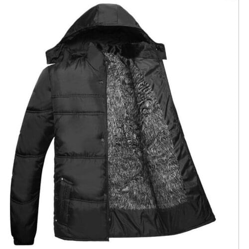 Middle-aged Mens Cotton-padded Clothes Dad MenS Wear Coat Thick Cotton-padded Clothes Cotton-padded Jacket Hooded Costume Mark