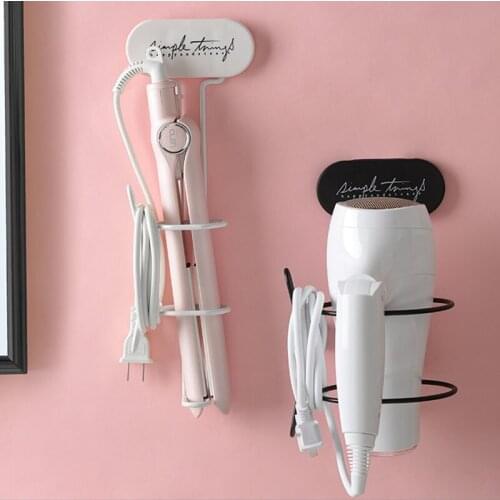 2021 New Hair Dryer Holder Rack Iron Wall-Mount Hair Straightener Rack Salon Styling Storage Organizer Bathroom Storage Shelf