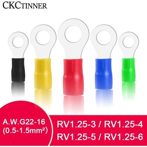 100Pcs A.W.G 22-16 RV Crimp Terminal Insulated Ring Wire Connectors Wiring Terminals Circular Round Cold Press Cable End Connect