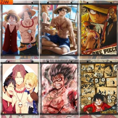 One Piece D Luffy Ace Animation Diamond Painting Diamond Inlaid Diamond Mosaic Cross Stitch Kits Home Decoration