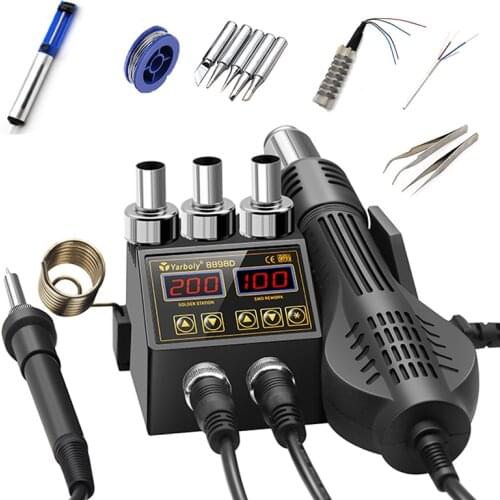 2 in 1 LCD Digital Display Soldering Station Hot Air Gun Rework Station Electric Soldering Iron For Phone PCB SMD BGA Welding