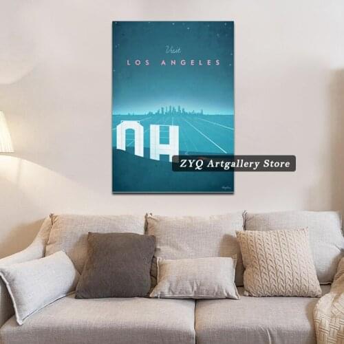 Los Angeles Canvas Decoration Prints Poster Pictures Home Decor Living Room Bedroom Art Painting Abstract Blue Landscape