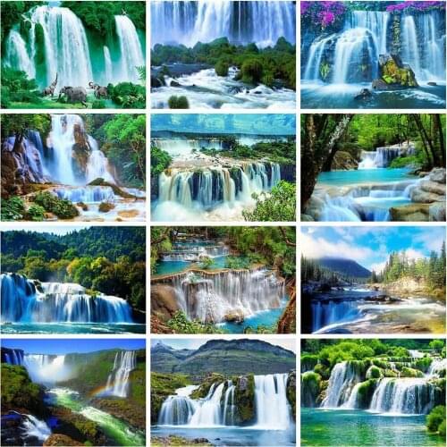 Landscape Waterfall 5D Diy Full Square and Round Diamond Painting Embroidery Cross Stitch Kit Wall Art Club Home Bedroom Decor