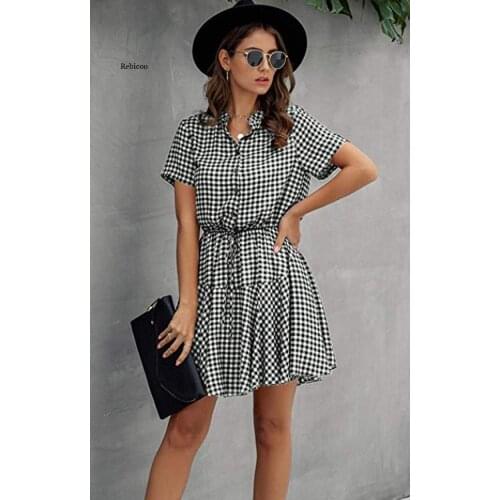 Летние платья в клетку Rebicoo China At AliExpress