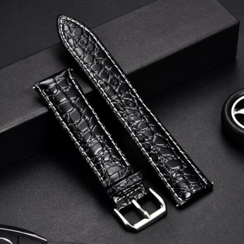 Soft Leather Wristwatch Band Crocodile Pattern Design Watchband Accessories Bracelet for Mens Watches Straps 16 18 20 22 24mm