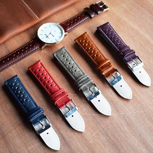 Onthelevel Handmade Vintage 19mm Watch Strap 18mm 20mm 22mm Leather Strap Breathable Bracelet Porous Watchbands