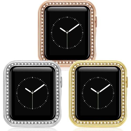 Luxury Zircons Diamond Cover for Apple Watch 6 5 4 40mm 44mm Womens Jewelry Protective Case for iWatch Series 6 SE 3 42mm 38mm