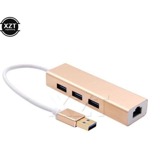 1pcs USB 3.0 to RJ45 Lan Card Gigabit Ethernet Network Adapter 3 Port HubLan Network Port Card For Windows XP 7 8/Mac OS Adapter