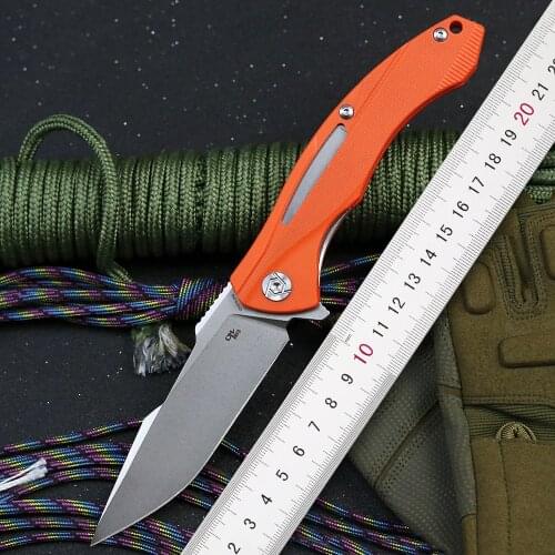 Clearance CH3519 Flipper folding knife D2 blade G10+ steel handle outdoor camping tactics hunting pocket fruit kitchen knife EDC