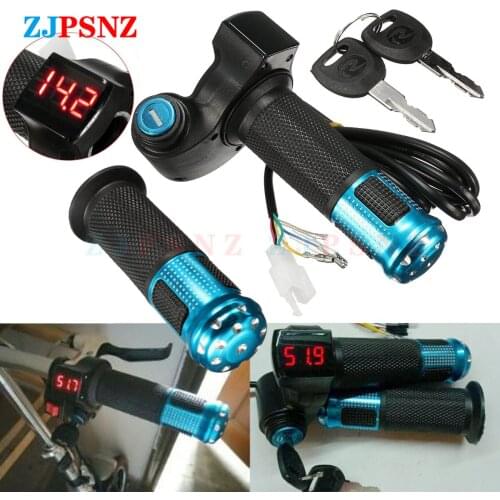 12-72V Voltage LED Display Half Twist Throttle Grip Handlebar Switch with keys Speed Control scooter Accelerator Motorcycles