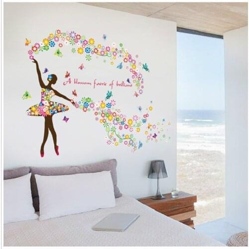 Dancing Fairy Wall Stickers For Living Room Home Decoration Background Pvc Plane Portrait Mural Door Diy Wallpaper Top Fashion